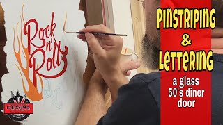 Pinstriping And Painting A Design On A Glass Diner Door [upl. by Jauch]