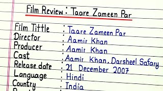 Film review quotTaare Zameen Parquot  Movie review quotTaare Zameen Parquot  Review writing in english [upl. by Efioa]