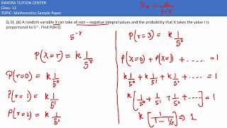 Q31 b A random variable X can take all non – negative integral values and the probability that [upl. by Ina731]