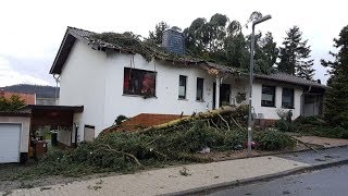 Unwetter durch Sturmtief Burglind Bäume umgestürzt Flutwelle in Kaufungen [upl. by Priscilla]