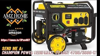 Review Champion Power Equipment 201052 47503800Watt Dual Fuel Portable Generator amazon [upl. by Acirretal]