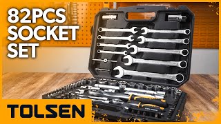 TOLSEN 82Pcs Socket Set 12quot and 14quot Socket Set [upl. by Attelahs]