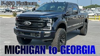 Kalamazoo MICHIGAN to GEORGIA Ford F350 Platinum 35quot LIFTED Antimatter Blue Super Duty CUSTOM [upl. by Nnaassilem]