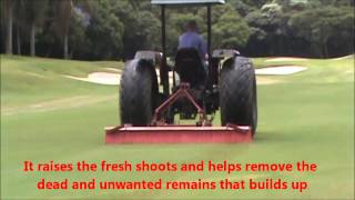 wwwbroomatecom sweeper push broom in action Golf course maintenance [upl. by Nivac]