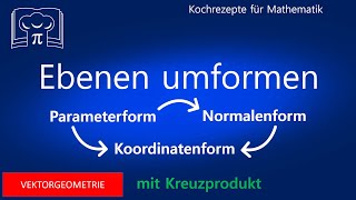 Ebenen umformen umwandeln  Parameter Normalen Koordinatenform  Kreuzprodukt Vektorprodukt [upl. by Bail]