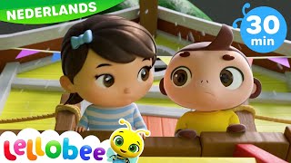 5 Kleine Aapjes Springen op het Bed  Lellobee Nederlands  Kinderliedjes Compilatie [upl. by Ginnie188]