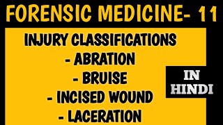 Injury classifications in Forensic Medicine  Abrasion  Contusion  Incised wound  Laceration [upl. by Ahsihat]