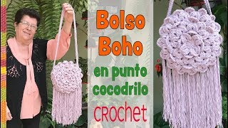 Bolso BOHO redondo tejido a crochet en punto cocodrilo  Tejiendo Perú [upl. by Yee317]