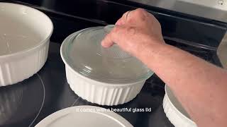 CorningWare French White 7 Pc Ceramic Bakeware Set Review Great new home present 8 piece Corning ca [upl. by Elylrac]