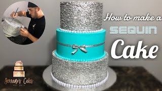 Sequin cake tutorial  Stacking 3 tiers  Pastel de Lentejuelas [upl. by Seligmann392]