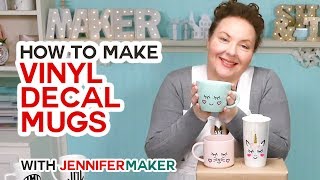 How to Put Vinyl on Mugs  Vinyl Test amp Cute Designs [upl. by Arvell]