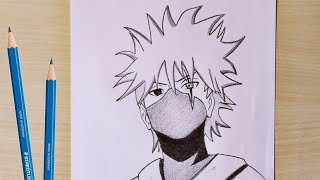 How to draw Kakashi Hatake  How to draw anime step by step  Easy drawing ideas for beginners [upl. by Joela]