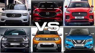 Volvo XC40 vs Mazda CX5 vs Jaguar EPace vs Ford Kuga vs Dacia Duster vs Nissan Qashqai [upl. by Norling]