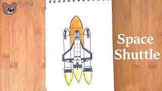 Space Shuttle Drawing with colouring markers  Space Transport Drawing for kids [upl. by Sedgewinn343]