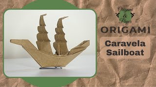 Origami como fazer uma caravela de papel \ how to make a paper sailboat origami and paper [upl. by Ema]