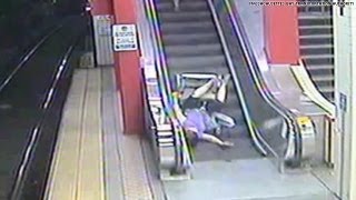 Scooter vs escalator fail [upl. by Eimarrej728]