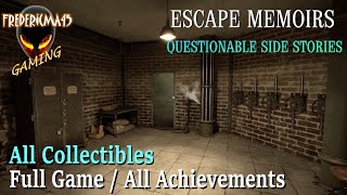 Escape Memoirs Questionable Side Stories FULL GAME Walkthrough  All Collectibles and Achievements [upl. by Eelyek]