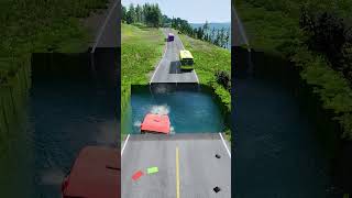 Bus vs massive water pit 16  beamngdrivemods doublespeedbumps carsvswaterpit [upl. by Christoph]