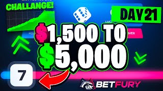 BETFURY CHALLANGE  TURNING 1500 INTO 5000 USING MY DICE STRATEGY DAY 21 [upl. by Neerual]