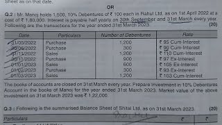 2024 UNIVERSITY SOLUTION Investment Accounting AS13 DEBENTURES EX CUM PRICE tybcom SEM 5 TYBMS [upl. by Atteynod]