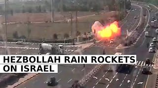 Watch  Hezbollah Strikes Israel with Rockets IDF Fighter Jets Target Militant Group [upl. by Ainerbas]