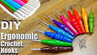 DIY Beautiful Ergonomic Crochet Hooks with Polymer Clay Handles  Yay For Yarn [upl. by Luz982]