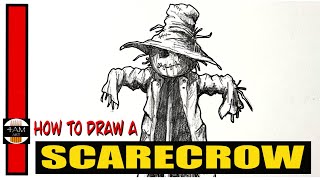 How to Draw a SCARECROW in Pencil Step by Step Tutorial [upl. by Lynette]