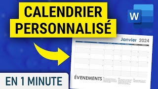 Créer et imprimer son CALENDRIER sur Word [upl. by Ruthe946]