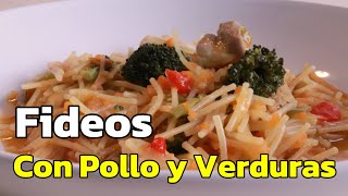 Fideos con pollo y verduras  recetasdecocina [upl. by Lasser]