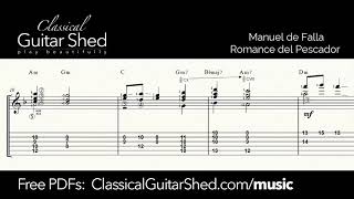 Falla Romance  Free sheet music and TABS for classical guitar [upl. by Olia]