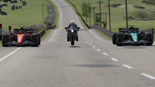 Kawasaki Ninja H2R vs F1 Racing Cars at Highlands [upl. by Chamkis]