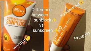 difference between sunblock and sunscreen🌼Arvelon cosmetic sunscreen reviewrivaj sunblock review 💯 [upl. by Tarryn]