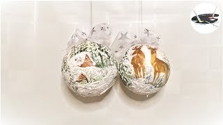 Jak ozdobić bombki decoupage z efektem śniegu DECOUPAGE CHRISTMAS ORNAMENTS WITH SNOW EFFECT [upl. by Oppen]