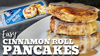 Easy Cinnamon Roll Pancakes on the griddle Flat Top Grill Pancakes [upl. by Relly86]