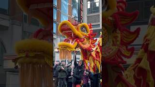 DRAGON DANCE at the London Chinese New Year Grand Parade 2023 [upl. by Ahsinal]