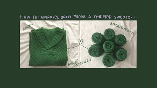 how to unravel a thrifted sweater 🧶 for yarn [upl. by Blondy275]