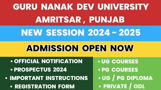 GNDU University Amritsar New Session 2024  2025 Admission Open Now  UG Courses  PG Courses [upl. by Ahseei931]