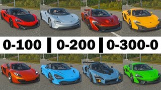 FH4 Acceleration Battle  McLaren Speedtail P1 Senna 720S Spider 600LT 650S MP412C amp 570S [upl. by Garrick]