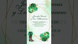 Invitación de 15 años verde esmeralda temática vaquera [upl. by Mossolb]