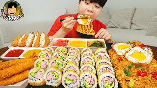 ASMR MUKBANG 직접 만든 미고랭 라면 김밥 김치 유부초밥 먹방 RAMYEON amp KIMBAP MUKBANG EATING SOUND [upl. by Relyt635]