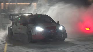 Kalle Rovanperä snow drifting donuts show with Toyota Yaris Rally 1 car  Jyväskylä Finland [upl. by Ariom]