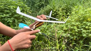 How to make flying airplane from rubber band  very easy tips [upl. by Keefe]