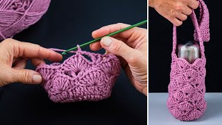 Easy crochet bottle bag or phone bag  step by step tutorial Miarti🧶 [upl. by Mesics442]