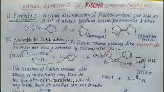 Lecture 04  Chemical reactions of Fischer and Schrock carbenes Formation of Metallacycles [upl. by Erdreid]