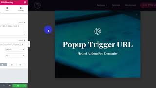 Popup Trigger URL for Elementor Tutorial  Piotnet Addons For Elementor PAFE [upl. by Wickner131]