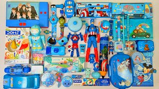 Ultimate blue stationery collection  bts pencil box Doraemon watch rc car doms crayons Pencils [upl. by Decato]