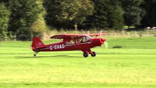 Excellent short landing with side slip Piper PA18 Super Cub aircraft [upl. by Marianna]