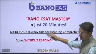 Part 1 CSAT Tricks Solve UPSC CSAT Comprehension questions without reading passage  8527366376 [upl. by Allerim557]