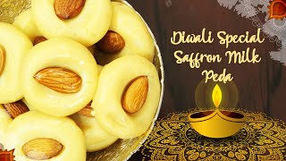 Diwali Special Saffron Milk Peda  Milk Peda Recipe [upl. by Ardaed]