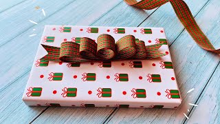 DIY Layered Ribbon Bow for Gift Box 🎀 Christmas Wrapping Ideas  Easy Ribbon Bow christmas2024 [upl. by Neyu]